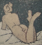 dos nu allongé bleu 60 x 60